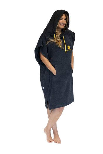 Poncho Surf Cinza Escuro -Tamanho Médio - Algodão - sem mangas 7