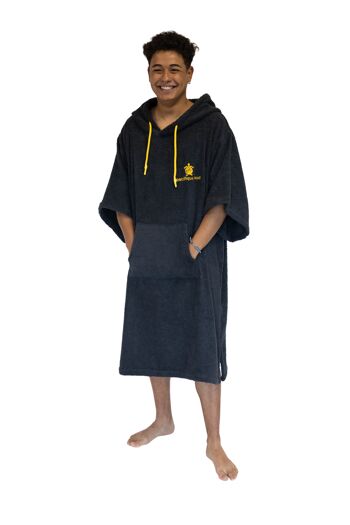 Poncho Surf Cinza Escuro - Tamanho Único - Algodão - avec mangas 7