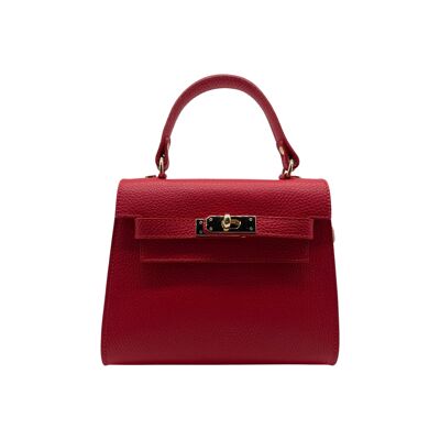 MARA RED GRAINED LEATHER HANDLE BAG