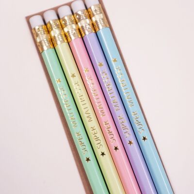 Set of 5 pencils "Super mistress/master/atsem/nanny", end of school year gift