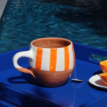 Mug Artisanal Rayures et Terracotta - Bleu 9