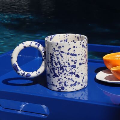 Speckled ceramic mug - Blue - Handmade