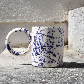 Mug Moucheté en céramique - Bleu - Fait main 2