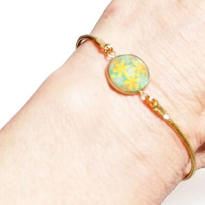 Bohemian women's bracelet in gold steel and metal cord