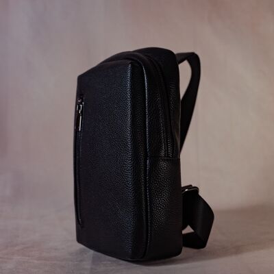 Leather Belt Bag with Exterior Zippered Pockets and Large Capacity Fingerprint Secure Storage