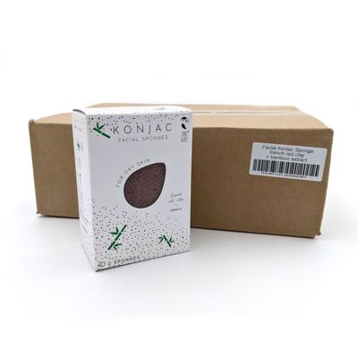 Pack de 6 éponges visage Konjac - Pour peaux sèches - Certifiées Vegan - 2 éponges dans 1 boîte