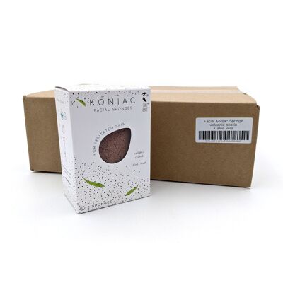 Confezione da 6 spugne viso Konjac - Per pelle irritata - Certificato Vegan - 2 spugne in 1 scatola