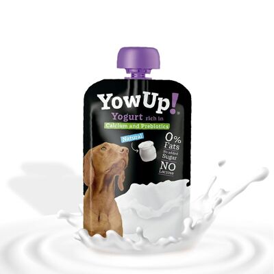 Yaourt naturel YowUp pour chien (paquet de 10) - prébiotique, sans lactose, 0% de matière grasse, longue conservation jusqu'à 2 ans
