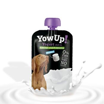 Yaourt naturel YowUp pour chien (paquet de 10) - prébiotique, sans lactose, 0% de matière grasse, longue conservation jusqu'à 2 ans 1