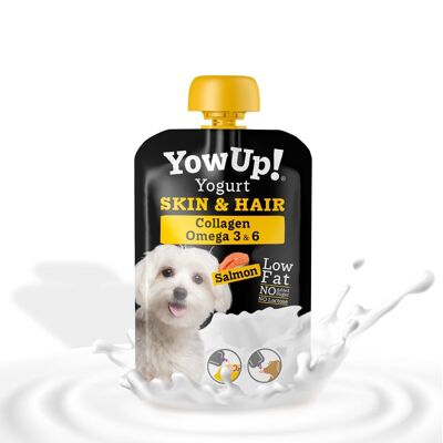 YowUp Yoghurt Skin & Hair per cani (confezione da 10) - senza lattosio, 0% grassi, prebiotico, stabile fino a 2 anni se non refrigerato