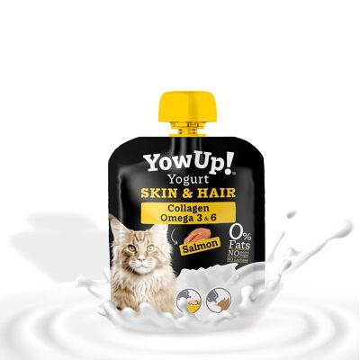 YowUp Yoghurt Skin & Hair per gatti (confezione da 10) - prebiotico, senza lattosio, 0% di grassi, stabile fino a 2 anni