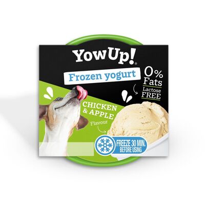 YowUp glace yaourt pomme poulet (paquet de 12) - prébiotique, sans lactose, 0% matière grasse, longue conservation jusqu'à 2 ans