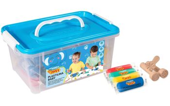 JOVI - MY FIRST PLASTILINA Baby Coffret scolaire avec 20 pains de 38 g couleurs assorties + 9 tampons en bois pour pâte a modeler 1