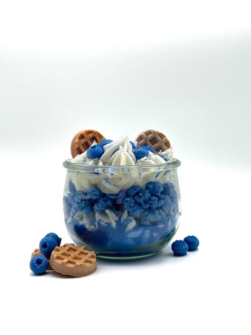 Dessertkerze "Blueberry Miracle" Blaubeere-Vanille-Duft - Duftkerze im Glas - Sojawachs