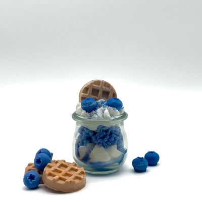 Vela de postre "Blueberry Miracle" aroma de arándanos y vainilla - vela perfumada en vaso - cera de soja