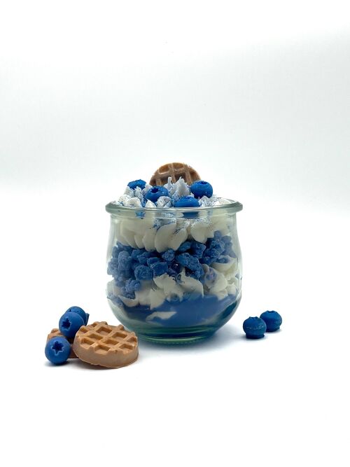 Dessertkerze "Blueberry Miracle" Blaubeere-Vanille-Duft - Duftkerze im Glas - Sojawachs