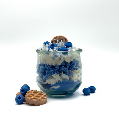 Dessertkerze "Blueberry Miracle" Blaubeere-Vanille-Duft - Duftkerze im Glas - Sojawachs