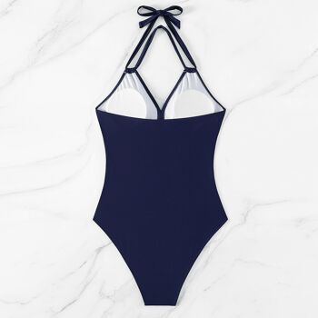 Maillot de bain bikini de couleur unie pour femmes, avec mousseline et tissu croisé sur le devant 16