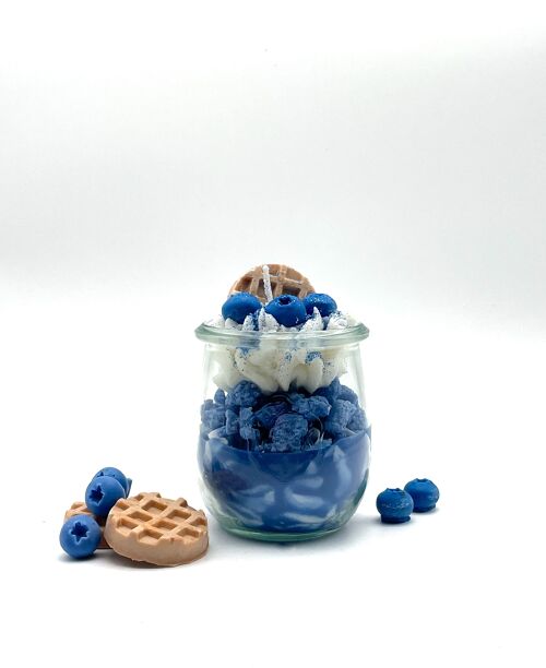 Dessertkerze "Blueberry Miracle" Blaubeere-Vanille-Duft - Duftkerze im Glas - Sojawachs