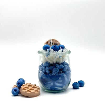 Candela da dessert "Blueberry Miracle" al profumo di mirtillo e vaniglia - candela profumata in bicchiere - cera di soia