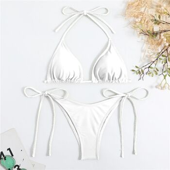 Bikinis pour femmes, couleur unie, Style Triangle classique 16