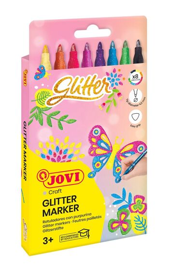 JOVI - MARCADOR GLITTER Estuche de 8 rotuladores Glitter colores surtidos 3