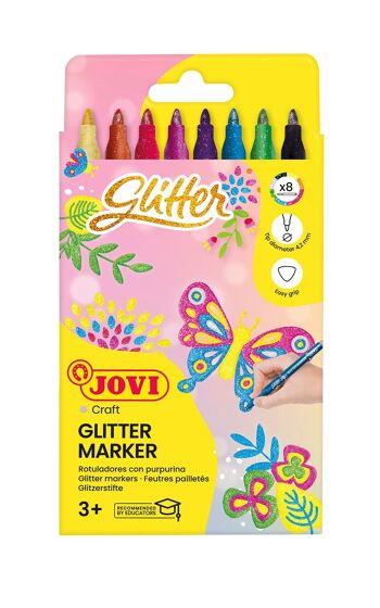 JOVI - MARCADOR GLITTER Estuche de 8 rotuladores Glitter colores surtidos 4