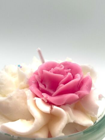 Bougie dessert "Rose Précieuse" parfum rose-fleur d'hibiscus - bougie parfumée dans un verre - cire de soja 6