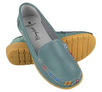 Mocassins femme en cuir Détails fleuris Semelle confort 4