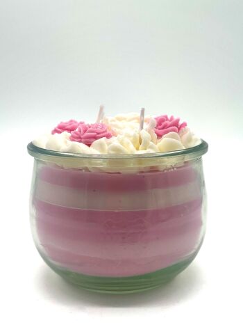 Bougie dessert "Rose Précieuse" parfum rose-fleur d'hibiscus - bougie parfumée dans un verre - cire de soja 8