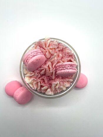 Bougie dessert "Glamorous Macaron" parfum barbe à papa rose - bougie parfumée dans un verre - cire de soja 5