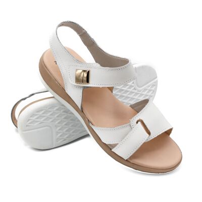 Leather sandals for women Comfort sole Velcro closure