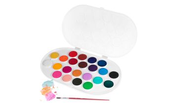 JOVI - WATERCOLORS Palette 22 galets aquarelles 30mm couleurs assorties + 1 pinceau 3