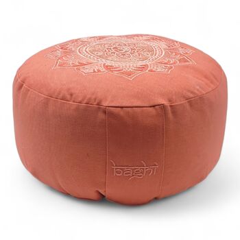 Coussin de méditation rond flamant bio bio avec broderie Om 2