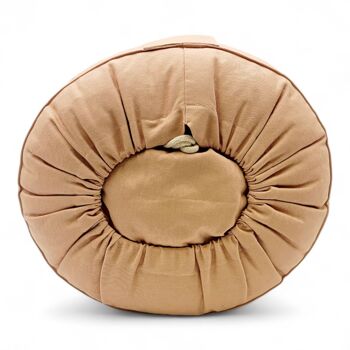 Coussin de méditation rond bio cannelle clair avec broderie Om 3