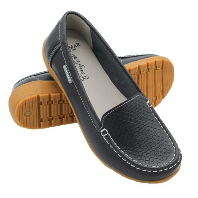 Women's leather moccasins Comfort sole Engraved detail