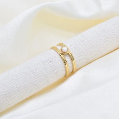 Mother-of-pearl ring in gold-plated stainless steel - BG310113OR-BC