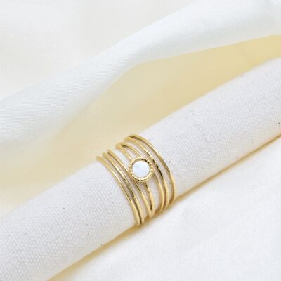 Mother-of-pearl ring in gold-plated stainless steel - BG310114OR-BC