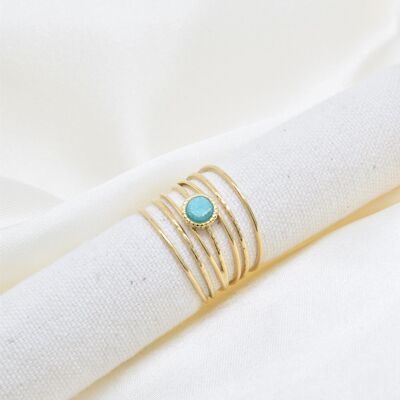 Amazonite Ring in Gold Stainless Steel - BG310114OR-BL