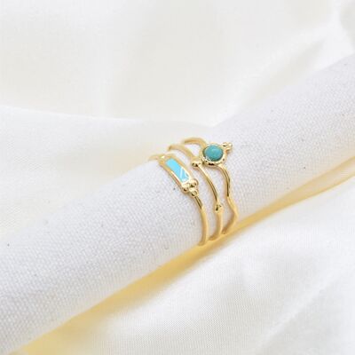 Amazonite Ring in Gold Stainless Steel - BG310115OR-BL
