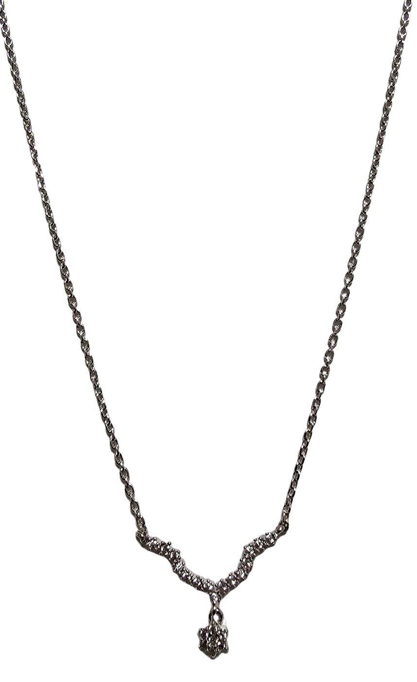 Collana rodio con fiore di zirconi