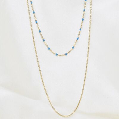 Stainless Steel Enamel Necklace - BJ210173OR-BL