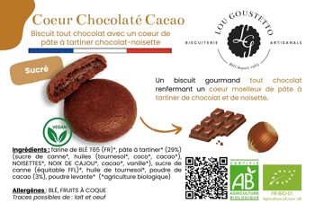 Fiche produit plastifiée - Biscuit sucré tout chocolat - Coeur Chocolat cacao & noisettes