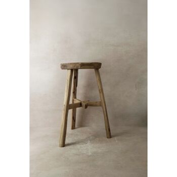 Tabouret rustique vintage en bois d'orme - Rond - No 6 1