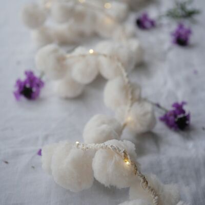 Giant Soft White Pom Pom Fairy Light String
