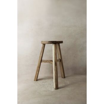 Tabouret rustique vintage en bois d'orme - Rond - No 8 3