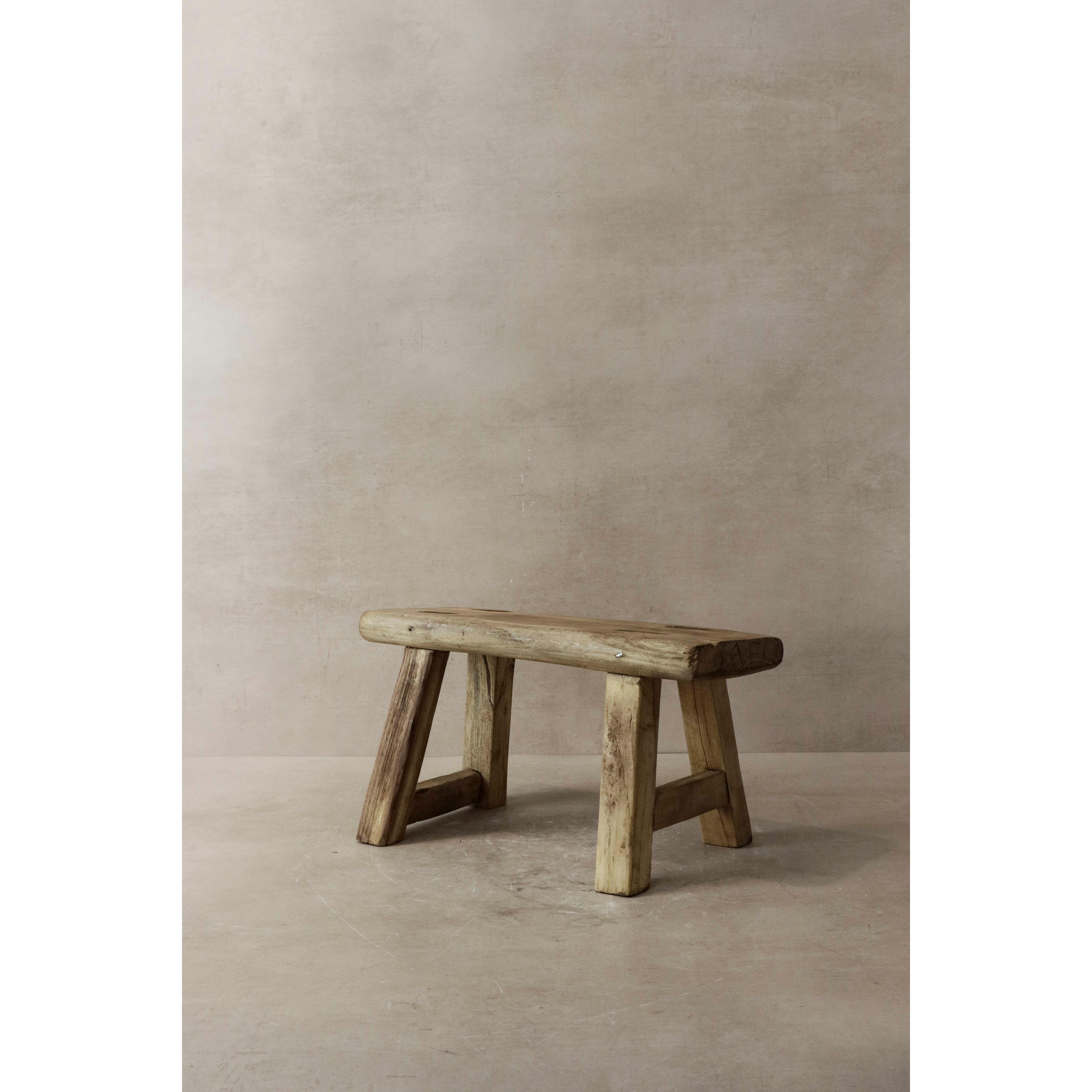 Taburete rústico vintage de madera de olmo - Pequeño - No 5