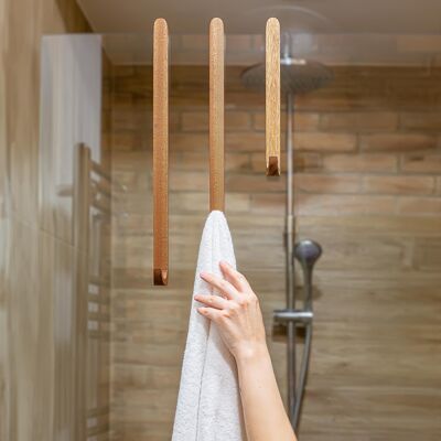 Set of Mahogany Wood Hooks for Shower Doors