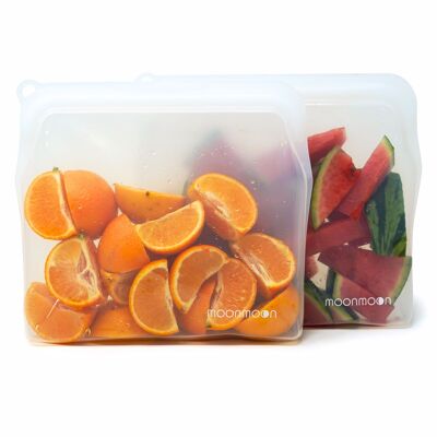 Bolsas de silicona reutilizables - 2 juegos de bolsas lavables para congelador - 900 ml