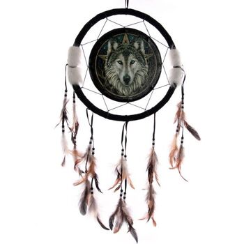 Attrape-rêves tête de loup Lisa Parker 33cm